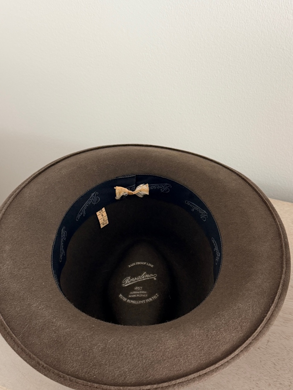 Borsalino Brown Fur Felt Fedora with Leather Band - Picture 5 of 7